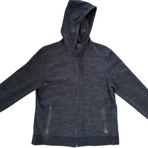 Express Men's Black Camo Zip Up Hoodie Size L